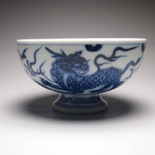 Load image into Gallery viewer, Qinghua Xiezhi High-Base Jingdezhen Porcelain Teacup, 青花高足宽口杯(獬豸)
