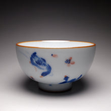 Load image into Gallery viewer, 120ml Qinghua Duck in the Water Moon White Ruyao Teacup, 青花月白汝窑茶杯