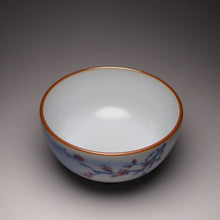 Load image into Gallery viewer, 120ml Qinghua Peach Blossoms Moon White Ruyao Teacup, 青花月白汝窑茶杯