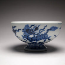 Load image into Gallery viewer, Qinghua Kirin High-Base Jingdezhen Porcelain Teacup, 青花高足宽口杯(麒麟)