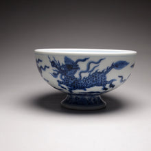Load image into Gallery viewer, Qinghua Kirin High-Base Jingdezhen Porcelain Teacup, 青花高足宽口杯(麒麟)