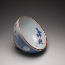 Load image into Gallery viewer, 120ml Qinghua Peach Blossoms Moon White Ruyao Teacup, 青花月白汝窑茶杯