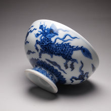 Load image into Gallery viewer, Qinghua Kirin High-Base Jingdezhen Porcelain Teacup, 青花高足宽口杯(麒麟)