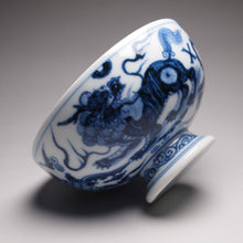 Load image into Gallery viewer, Qinghua Xiezhi High-Base Jingdezhen Porcelain Teacup, 青花高足宽口杯(獬豸)