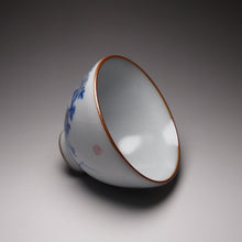 Load image into Gallery viewer, 125ml Qinghua chrysanthemum Moon White Ruyao Teacup, 青花月白汝窑茶杯