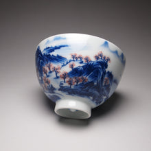 Load image into Gallery viewer, Qinghua Wucai Landscape Chicken Heart Porcelain Teacup 耕隐重工青花山水鸡心杯