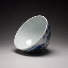 Load image into Gallery viewer, Qinghua Wucai Landscape Chicken Heart Porcelain Teacup 耕隐重工青花山水鸡心杯