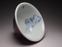 Load image into Gallery viewer, 135ml Fanggu Jihong and Qinghua Cat Porcelain Teacup 青花霁红杯