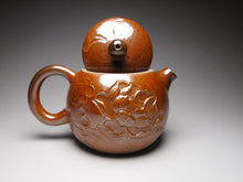 Load image into Gallery viewer, Wood Fired Xishi Nixing Teapot with Carvings of Koi and Lotus 李文新柴烧刻绘西施 140ml