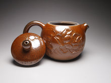 Load image into Gallery viewer, Wood Fired Xishi Nixing Teapot with Carvings of Koi and Lotus 李文新柴烧刻绘西施 140ml