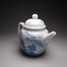 Load image into Gallery viewer, 140ml Qinghua Hand Painted Lanscape Jingdezhen Porcelain Teapot, 甜白釉重工山水壶
