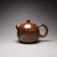 Load image into Gallery viewer, Wood Fired Xishi Nixing Teapot with Carvings of Koi and Lotus 李文新柴烧刻绘西施 140ml