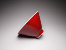 Load image into Gallery viewer, 140ml Fanggu Technique Sailboat and Mountains, Jihong and Qinghua Porcelain Douli Teacup 青花霁红杯