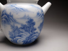 Load image into Gallery viewer, 140ml Qinghua Hand Painted Lanscape Jingdezhen Porcelain Teapot, 甜白釉重工山水壶
