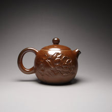 Load image into Gallery viewer, Wood Fired Xishi Nixing Teapot with Carvings of Koi and Lotus 李文新柴烧刻绘西施 140ml