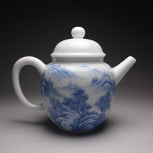 Load image into Gallery viewer, 140ml Qinghua Hand Painted Lanscape Jingdezhen Porcelain Teapot, 甜白釉重工山水壶