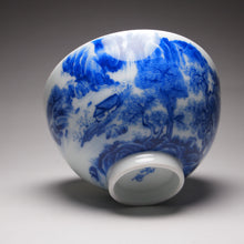 Load image into Gallery viewer, Qinghua Landscape Chicken Heart Jingdezhen Porcelain Teacup, 重工青花山水鸡心杯
