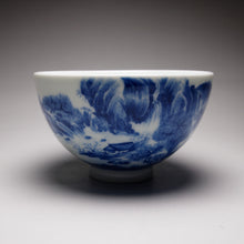 Load image into Gallery viewer, Qinghua Landscape Chicken Heart Jingdezhen Porcelain Teacup, 重工青花山水鸡心杯