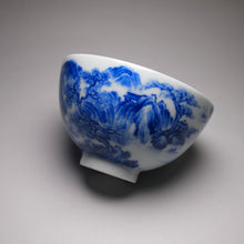 Load image into Gallery viewer, Qinghua Landscape Chicken Heart Jingdezhen Porcelain Teacup, 重工青花山水鸡心杯