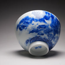 Load image into Gallery viewer, Qinghua Landscape Chicken Heart Jingdezhen Porcelain Teacup, 重工青花山水鸡心杯