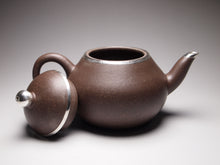 Load image into Gallery viewer, PRE-ORDER: TianQingNi Pear Yixing Teapot with Pure Silver Rim 包银天青泥梨型 150ml