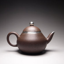 Load image into Gallery viewer, PRE-ORDER: TianQingNi Pear Yixing Teapot with Pure Silver Rim 包银天青泥梨型 150ml