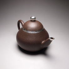 Load image into Gallery viewer, PRE-ORDER: TianQingNi Pear Yixing Teapot with Pure Silver Rim 包银天青泥梨型 150ml