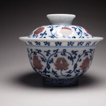 Load image into Gallery viewer, Qinghua Youlihong Fanggu Jingdezhen Porcelain Gaiwan 青花釉里红缠枝花卉盖碗