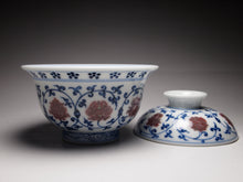 Load image into Gallery viewer, Qinghua Youlihong Fanggu Jingdezhen Porcelain Gaiwan 青花釉里红缠枝花卉盖碗