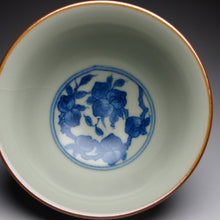 Load image into Gallery viewer, 160ml Fencai and Qinghua Hand Painted Azure Ruyao Teacup 汝窑青花粉彩杯