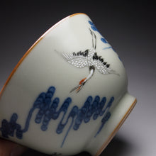 Load image into Gallery viewer, 160ml Fencai and Qinghua Hand Painted Azure Ruyao Teacup 汝窑青花粉彩杯