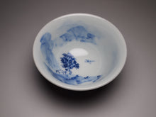 Load image into Gallery viewer, 120ml Fanggu Technique House and Tree Jihong and Qinghua Porcelain Teacup 青花霁红杯