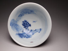 Load image into Gallery viewer, 120ml Fanggu Technique House and Tree Jihong and Qinghua Porcelain Teacup 青花霁红杯