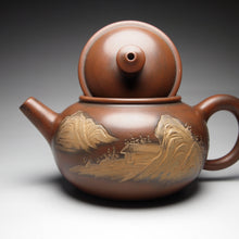 Load image into Gallery viewer, Shuiping Nixing Teapot with Carvings of a Landscape Li Changquan, 黎昌权刻绘壶 175ml