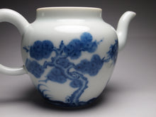 Load image into Gallery viewer, Imperfect Wood Fired Fanggu Jingdezhen Porcelain Teapot with Qinghua Garden Motif, 柴窑仿古青花岁寒三友壶 225ml