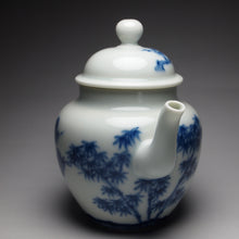Load image into Gallery viewer, Imperfect Wood Fired Fanggu Jingdezhen Porcelain Teapot with Qinghua Garden Motif, 柴窑仿古青花岁寒三友壶 225ml