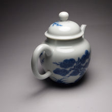 Load image into Gallery viewer, Imperfect Wood Fired Fanggu Jingdezhen Porcelain Teapot with Qinghua Garden Motif, 柴窑仿古青花岁寒三友壶 225ml