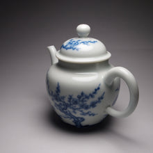 Load image into Gallery viewer, Imperfect Wood Fired Fanggu Jingdezhen Porcelain Teapot with Qinghua Garden Motif, 柴窑仿古青花岁寒三友壶 225ml