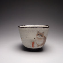 Load image into Gallery viewer, Four-sided Kitty Cat Kohiki style stoneware teacups, 50ml