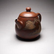 Load image into Gallery viewer, Longdan Nixing Teapot with Carvings of a Landscape Li Changquan, 黎昌权刻绘壶 225ml