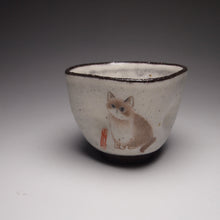 Load image into Gallery viewer, Four-sided Kitty Cat Kohiki style stoneware teacups, 50ml