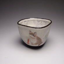 Load image into Gallery viewer, Four-sided Kitty Cat Kohiki style stoneware teacups, 50ml