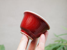 Load image into Gallery viewer, 100ml Fanggu Technique Cat and Fish, Jihong and Qinghua Porcelain Teacup 青花霁红杯