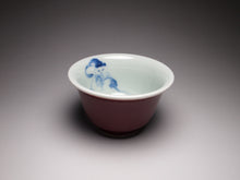Load image into Gallery viewer, 100ml Fanggu Technique Cat and Fish, Jihong and Qinghua Porcelain Teacup 青花霁红杯