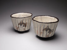 Load image into Gallery viewer, Kitty Cat Kohiki style stoneware teacups, 45ml