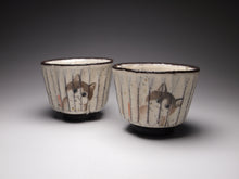 Load image into Gallery viewer, Kitty Cat Kohiki style stoneware teacups, 45ml