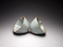 Load image into Gallery viewer, Pair of Matching 50ml Four-Lobed Azure Ruyao Teacups, 天青汝窑四瓣对杯