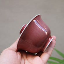 Load image into Gallery viewer, Fanggu JiangDouHong (Peach Blossom) Porcelain Gaiwan 仿古豇豆红盖碗