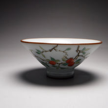 Load image into Gallery viewer, Pomegranate Falangcai Hand Painted Moon White Ruyao Teacup, 汝窑石榴月白杯, 80ml
