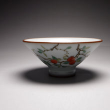 Load image into Gallery viewer, Pomegranate Falangcai Hand Painted Moon White Ruyao Teacup, 汝窑石榴月白杯, 80ml